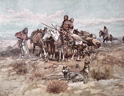 Yerli Amerikalılar Plains İnsanlar kampı taşıyor by Charles Marion Russell