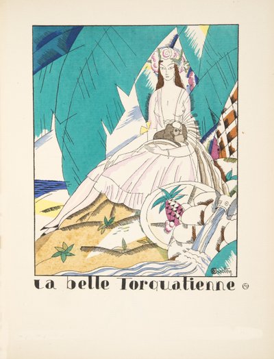 La Belle Torquatienne, Moda Tabakları Koleksiyonundan, 1920 (pochoir baskı) by Charles Martin