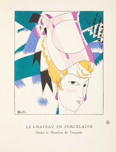 Moda Plakaları Koleksiyonundan Porselen Şapka, 1920 (şablon baskı) by Charles Martin