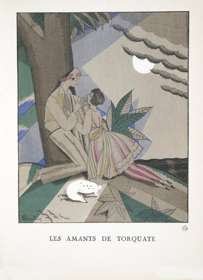 Moda Plakaları Koleksiyonundan Les Amants de Torquate, 1921 (şablon baskı) by Charles Martin