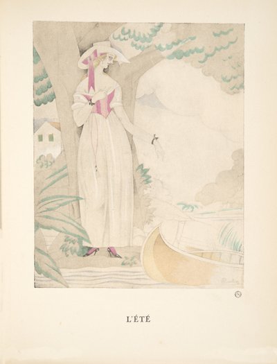 Lété, Moda Plakaları Koleksiyonundan, 1922 (pochoir baskı) by Charles Martin