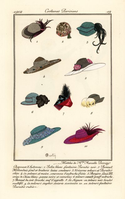 şapka tasarımları değirmenci Marcelle tarafından. Demay by Charles Martin