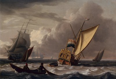Bir Dutch Admiralty Yat ve diğer Denizcilik (panelde yağ) by Charles Martin Powell