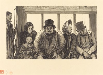 Bir omnibüsün içi by Charles Maurand after Honoré Daumier