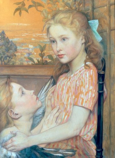Koruyucu melek ile genç kız by Charles Maurin