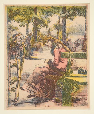 Genç Kız Bir Bankta, Dikiş by Charles Maurin
