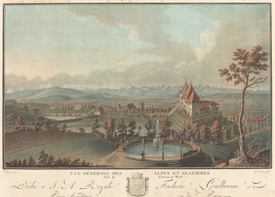 Alpler ve Buzulların genel görünümü. by Charles Melchior Descourtis
