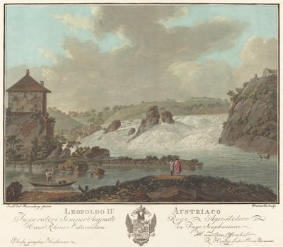 Schaffhausen Şelaleleri by Charles Melchior Descourtis after Friedrich Rosenberg after Johann Heinrich Troll