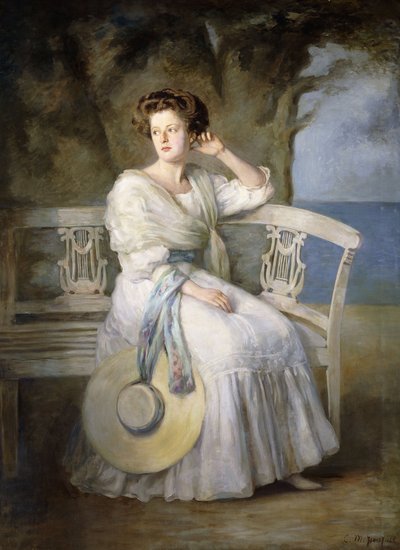 Mavi Elbise Giyen Bir Bayan Portresi by Charles Mendelssohn Horsfall