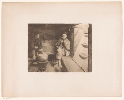 İki adam bir geminin ambarında dinleniyor by Charles Mertens