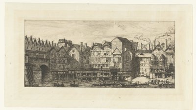 Paris'te Pont-au-Change yakınlarındaki Seine'de kürklü evlerin arka cepheleri 17. yüzyılın sonlarında Paris'in bir parçası Partie de la cité vers la Fin du XVIIe siècle by Charles Meryon