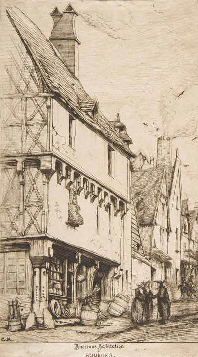 Eski Bir Ev veya Müzisyenin Evi, Bourges, 1860. by Charles Meryon