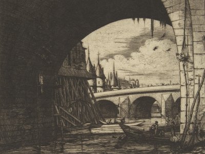Archway, Notre-Dame Pont, Paris, 1853. by Charles Meryon