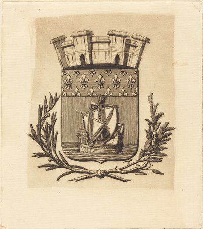 Paris şehrinin Sembolik Kolları by Charles Meryon