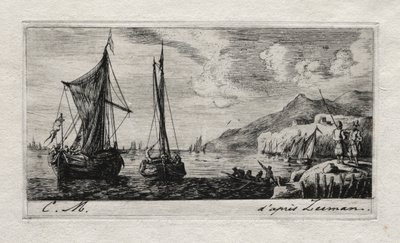 Calais - Flushing Boats, 1850. by Charles Meryon