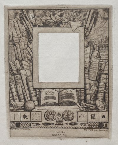 Armand Guéraud'un Portresi için Çerçeve Tasarımı, 1862. by Charles Meryon