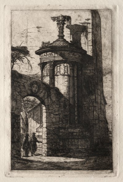 Atina'daki Fransız Capuchin Manastırı'na giriş by Charles Meryon