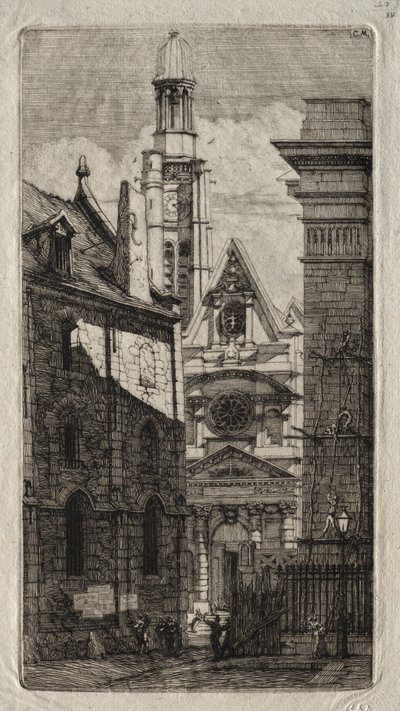 Paris Gravürleri: Dağı Aziz Stephen Kilisesi by Charles Meryon