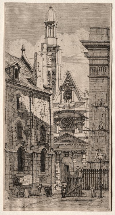Paris Gravürleri: Dağı Aziz Stephen Kilisesi by Charles Meryon