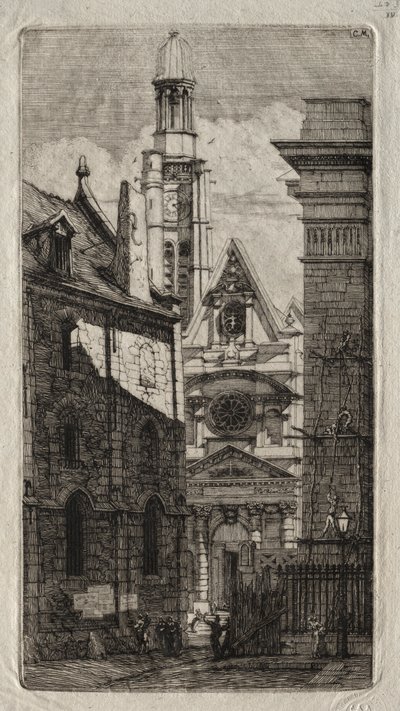 Paris Gravürleri: Dağı Aziz Stephen Kilisesi, 1852. by Charles Meryon