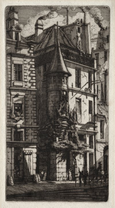 Paris Gravürleri: Taretli Ev, Dokumacılar Sokağı by Charles Meryon