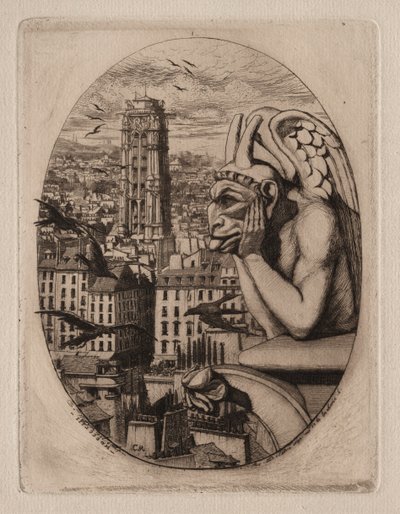 Paris Gravürleri: Gargoyle, 1853. by Charles Meryon