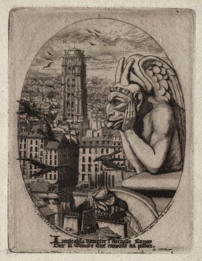 Paris Gravürleri: Gargoyle, 1853. by Charles Meryon