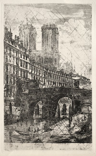 Paris Gravürleri: Küçük Köprü, 1850. by Charles Meryon