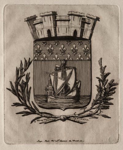 Paris Gravürleri: Paris Şehrinin Sembolik Kolları by Charles Meryon