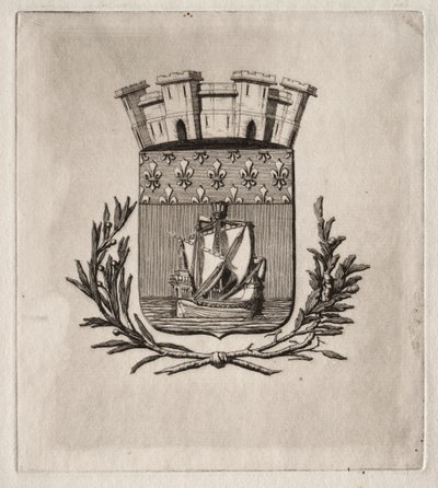 Paris Gravürleri: Paris şehrinin Sembolik Kolları, 1854. by Charles Meryon