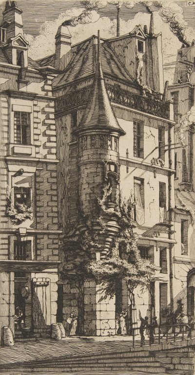 Kuleli Ev, rue de la Tixéranderie, Paris, 1852. by Charles Meryon