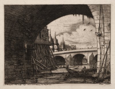 Notre Dame Pont Kemeri, Paris, 1853. by Charles Meryon