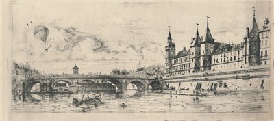 Le Pont-Au-Change 2. Durum, 6 18 x 13 116 İnç, 1854, 1927 by Charles Meryon