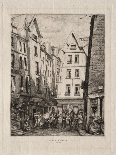 Pirouette Caddesi, Pazarların yakınında, Paris, 1860. by Charles Meryon
