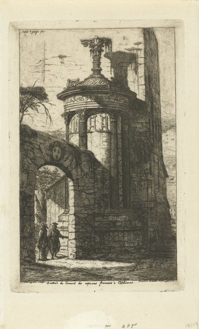Atina'daki Fransız Capuchins manastırının girişindeki kapı Entrée du convent des Capucins Francais a Athenes (nesnedeki başlık) by Charles Meryon