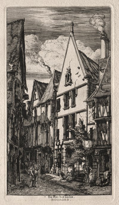 Rue des Toiles, Bourges, 1853. by Charles Meryon