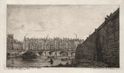 Borsa Köprüsü, Paris, yaklaşık 1784, 1855. by Charles Meryon