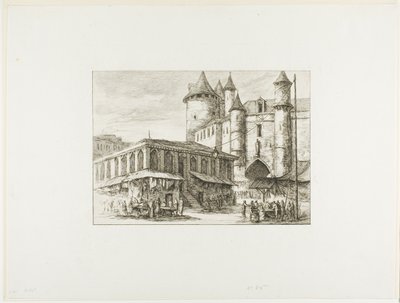 Grand Châtelet, Paris, c. 1780, daha önceki bir çizimden sonra by Charles Meryon