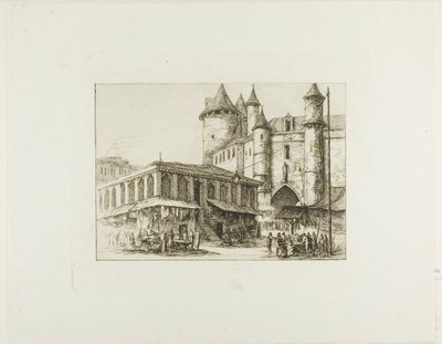 Grand Châtelet, Paris, c. 1780, daha önceki bir çizimden sonra by Charles Meryon