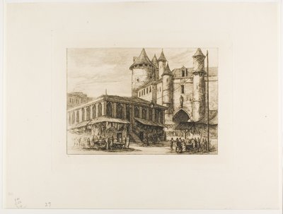 Grand Châtelet, Paris, c. 1780, daha önceki bir çizimden sonra by Charles Meryon