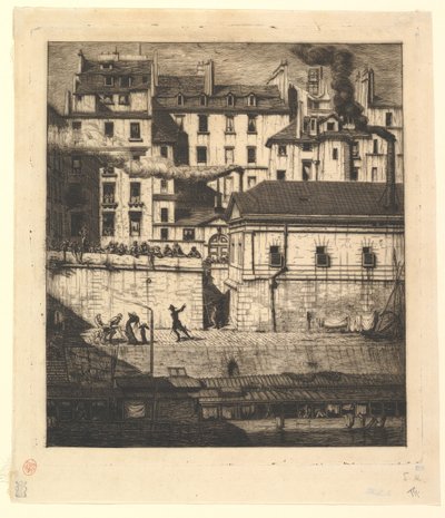 Morg, Paris La Morgue, 1854. by Charles Meryon