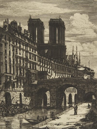 Petit Pont, Paris, 1850 ve sonrası. by Charles Meryon