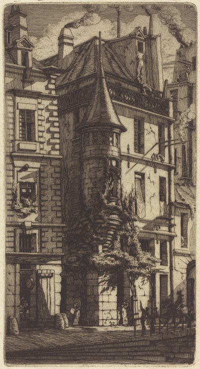 Taret Rue de la Tixéranderie, Paris (Taretli Ev, Dokumacılar Sokağı, Paris) by Charles Meryon