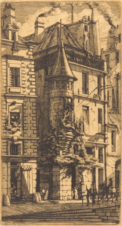Taret Rue de la Tixéranderie, Paris (Taretli Ev, Dokumacılar Sokağı, Paris) by Charles Meryon