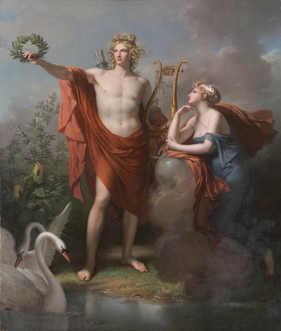 Apollo, Işık Tanrısı, Belagat, Şiir ve Urania ile Güzel Sanatlar, Astronomi İlham Perisi by Charles Meynier