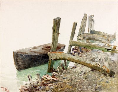 İskeleye Yaklaşan Bot (gövde rengi) by Charles Napier Hemy