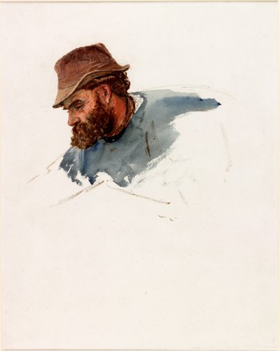 Bir Balıkçı Başkanı (gövde rengi ve kağıt üzerine sulu boya) by Charles Napier Hemy