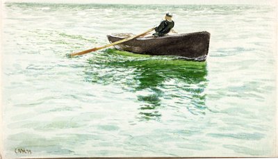 Botta Kürek Çeken Adam (kağıt üzerine gövde rengi ve sulu boya) by Charles Napier Hemy