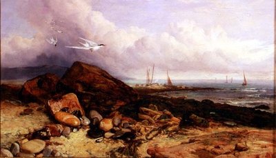 Balıkçı Teknesi ve Sumrularla Sahil Manzarası by Charles Napier Hemy