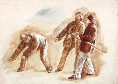 Balıkçıların İşyerinde Çalışması (kağıt üzerine gövde ve suluboya) by Charles Napier Hemy